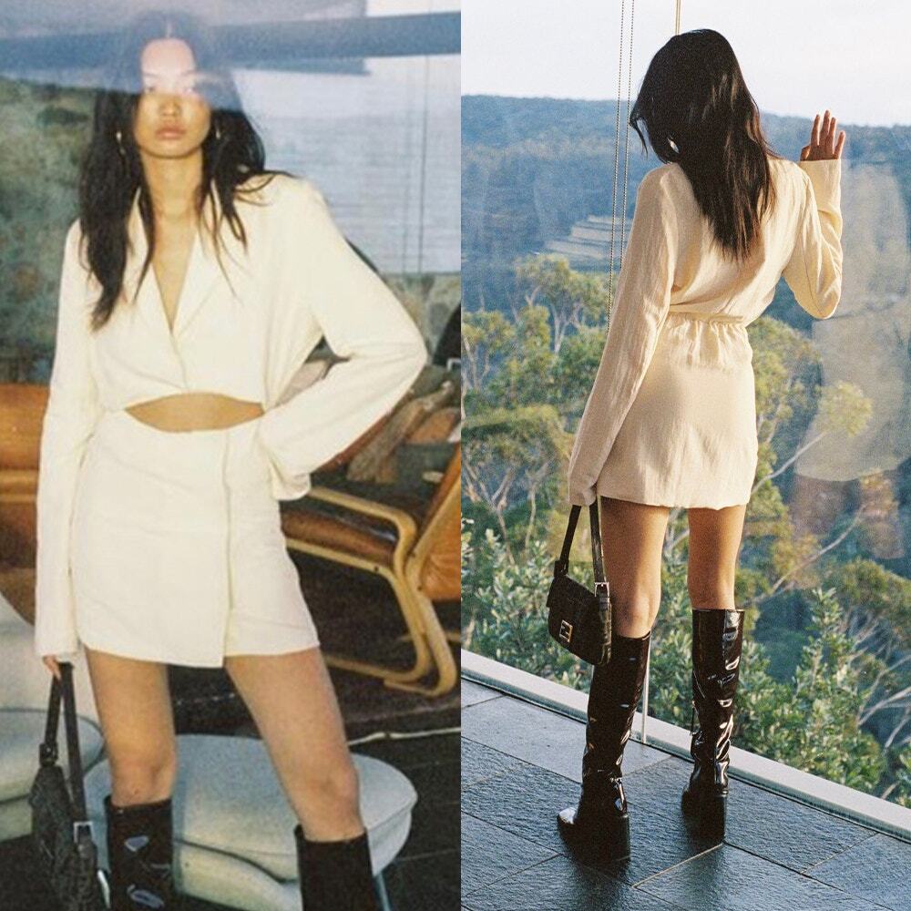 WITH JEAN Jackie Cut Out Dress in Buttercream Size M SEEN ON EUPHORIA